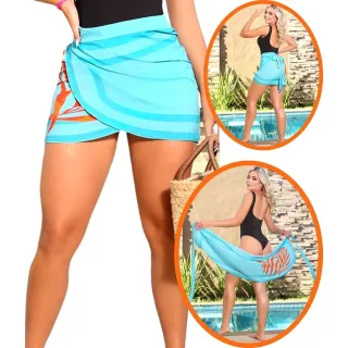 Moda Praia Verão: Canga Pareô Envelope Estampada, Saia Curta Lisa. P M G. - PINK FASHIONCT