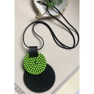 Mandala Dupla Maxi Colar Colorido Artesanal de Corda Náutica - 48. Azul Noite/Chevron