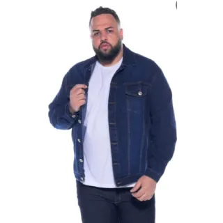 Jaqueta jeans masculina plus size, tamanhos grandes do 46 ao 54 - Pequenos defeitos - Bordô