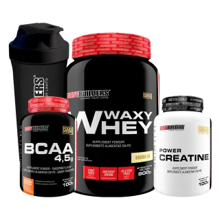 Kit Suplementos - Whey Protein Waxy Whey 900g + Bcaa 100g + Power Creatina 100g - Cappuccino
