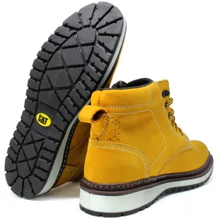 Oferta: Bota de Trabalho Caterpillar Masculina em Couro Legítimo com Zíper - Cinza