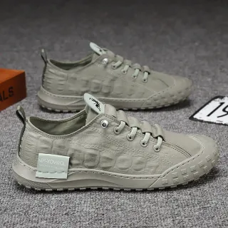 Tênis de Lona Masculino Verão 2022 - Estilo Novo, Cor Sólida, Solado Respirável - 6652 Cáqui