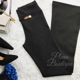 Oferta Calça Feminina Casual Flare Bailarina Boca de Sino Colmeia - Branco