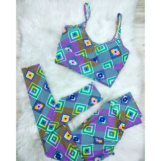Conjunto Fitness Top com Bojo + Calça Legging Empina Bumbum + Brinde - G-42