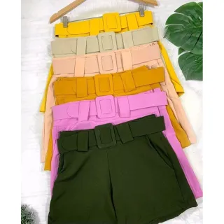 Fivela e Cinto Shorts Feminino Crepe - Raryel - M