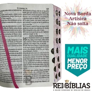 Bíblia Feminina Rosa com Letra Grande - Harpa, Botão e Caneta - Único