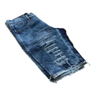 Envio Rápido! Kit 3 Bermudas Jeans Rasgadas e Desfiadas - Alta Qualidade - 40