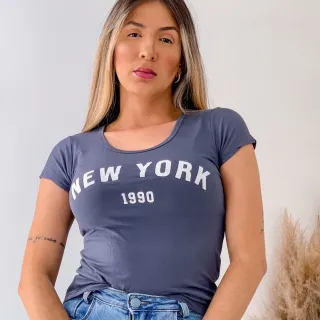 Estampada New York T Shirt Basica Blusinha - GG