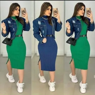 Vestido Midi com gola alta e fenda lateral - Onça