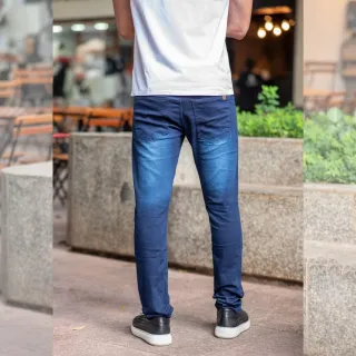 Calça Slim Masculina Jeans Branca Premium com Elastano - Jeans escura