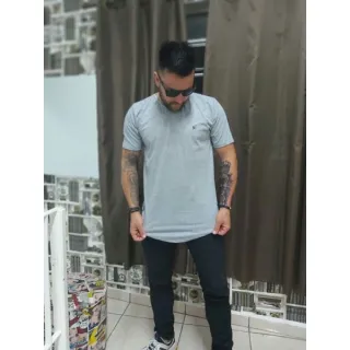 Camiseta Longline Masculina Lisa de Gola Redonda - Azul ramo kc