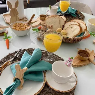 Decoração de Páscoa em Madeira de Pinus para Artesanato - Tábua Cabeça Coelho