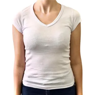 Blusa GOLA V Mescla em Algodão e Elastano - Cinza Mescla