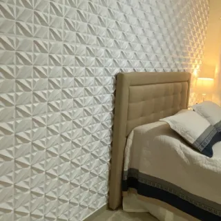 Painel 3D Revestimento Parede Gesso Luxo - Kit com 10 Placas - Estrela Preta