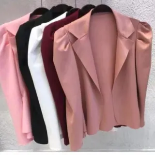 Terninho Social Feminino Aberto Neoprene Blazer Curto MAGA BUFANTE - Azul