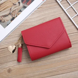 Porta-Cartões com Franjas - Bolsa de Mão Feminina - Vermelho