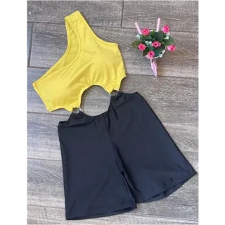 Macaquinho fitness academia curto com bojo alça única argola - Estampa 05