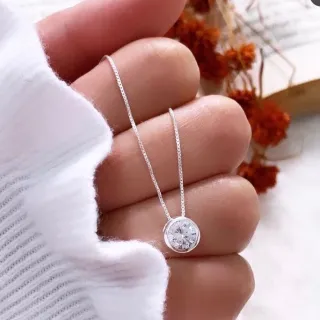 Pingente de Prata com Pedra Preciosa - Colar Feminino Elegante - G