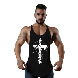 Cavada masculina regata: estampas treino academia e outras - Cruz Preta