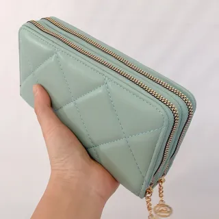 Bordada Feminina Carteira em 2 Zíper - Preto1102