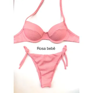 Meia Taça Biquini: Compre Online na Raryel - Meia Taça Canelado Azul Céu FD