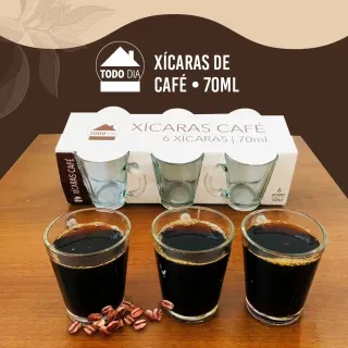 Xícaras de Vidro para Café Chá - Conjunto de 5 ou 6, 70ML - KIT 5 PCS