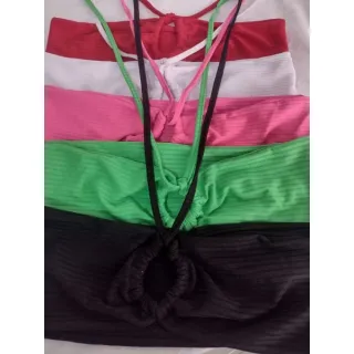 Top Feminino Decotado Tiras Cruzadas Multiformas Amarrar - TOPBEL - Preto