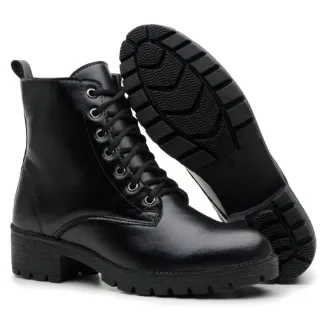 Bota Tratorada Feminina Confortável Salto Baixo Médio Resistente - Dona Beja - Capuccino