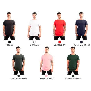 Várias Cores Camiseta Lisa Longline Oversized Swag - Cinza