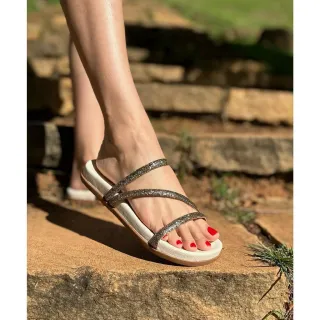 Confortável Sandália Feminina Papete Rasteirinha Birken - Preto