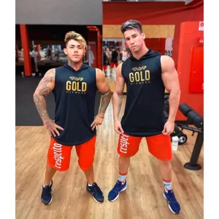 Regata Masculina Anti-Transpirante Gold Diamond Fit Long com Capuz - Branca