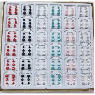 Brincos Feminino Atacado - 108 Pares de Brincos com Pedrinhas, Strass e Pérolas - Pedrinha strass colorido 108 p