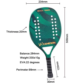 Raquetes Profissionais de Tênis de Praia em Fibra de Carbono - Único