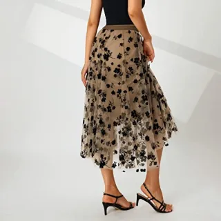 Saias Plissadas Longas de Malha Tutu - Moda Feminina - Preto1