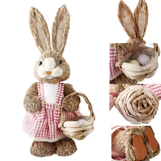 Rabbit Toy Kids Gira Easter Decoration Garden Bunny Straw Cloth Party Gift Ornaments - Único