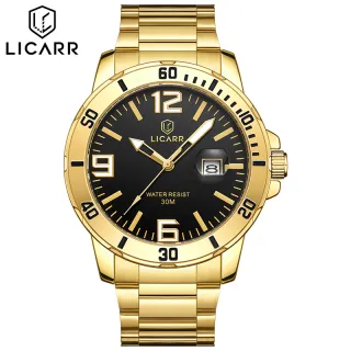 Relógios Masculinos LICARR à Prova D'água - Modelo Casual de Quartzo - Todo Ouro