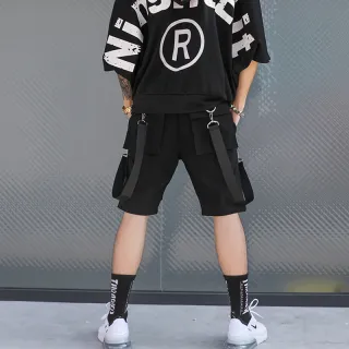 Moda Harajuku Streetwear: Shorts de Carga Techwear Japonês para Homens - Preto