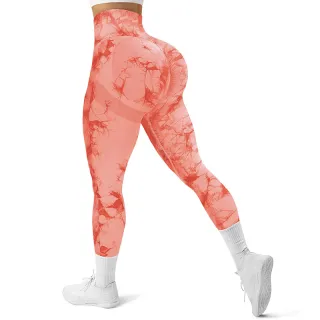 Roupa Fitness Feminina Legging Tie-dye Sem Costura Cintura Alta Academia Yoga - Rosa (220g)