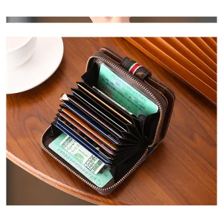 Porta-Cartões de Couro Pequeno com Zíper Curto - Capacidade Grande - 002-B