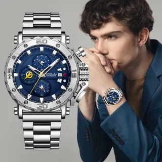 Relógio Masculino Aço Inoxidável Marca Original Multifuncional Luminoso Moda Esporte Militar Impermeável - preto vermelho