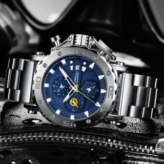 Relógio Masculino Aço Inoxidável Marca Original Multifuncional Luminoso Moda Esporte Militar Impermeável - preto vermelho