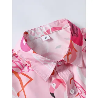 Blusa Flamingo Branco Rosa Camisa Manga Curta Casuais Homens - Gf071 Flamingo em Pó Branco