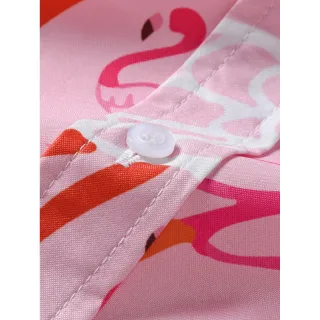 Blusa Flamingo Branco Rosa - Camisas Casuais de Verão - Gf071 Flamingo em Pó Branco