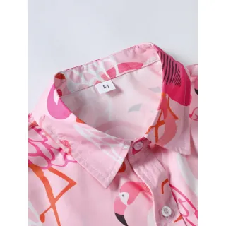 Blusa Flamingo Branco Rosa - Camisas Casuais de Verão - Gf071 Flamingo em Pó Branco