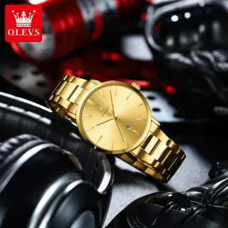 Relógio Masculino OLEVS TY701 - Original Luxo, Dourado, Prova d