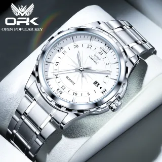 Relógio de Quartzo Luminoso Impermeável OPK Masculino - Couro branco