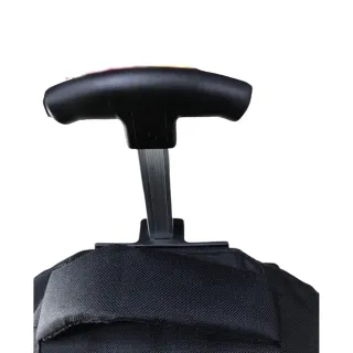 Mochila juvenil e adulto com rodinhas e alças de costas - preta listras brancas