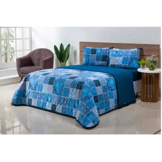 Promoção: Kit Dupla Face Edredom Casal + Jogo de Lençol - 8 Peças Variados - Floral