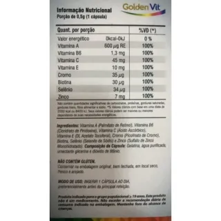 Golden Vit 60caps - Vitamina para Cabelo, Pele e Unhas - Único