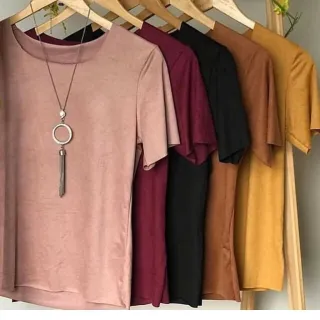 Moda Primavera Verão: Blusa Suede Feminina Manga Curta - FAFA MODA - Aleatória